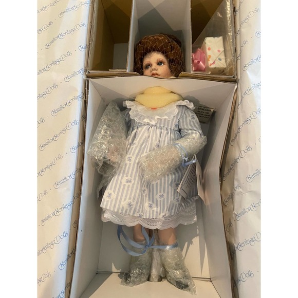 New in Box Hamilton Heritage Porcelain Doll- Kelly - Picture 3 of 4